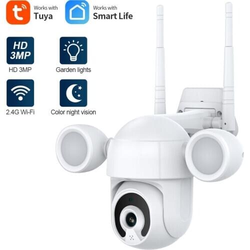 3MP HD WiFi IP Camera Outdoor AI Human Detect Wireless Camera IP66 Waterproof with Garden Lights Full Color Night Vision Camera