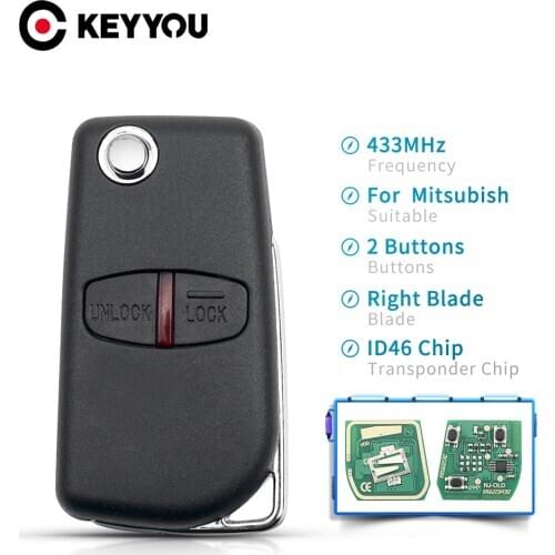 KEYYOU 2/3 Buttons 433 MHz ID46 Chip For Mitsubishi Outlander Lancer EVO Colt Mirage Remote Car Key Fit MIT11 MIT8 Uncut Blade