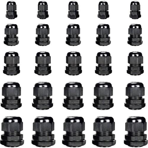 10pcs Cable Gland Kit Waterproof Cable Entry IP68 Cable Gland Joints PG7 PG9 PG11 PG13.5 PG16 Nylon Plastic Connector