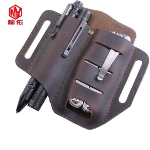 The First Layer Of Cowhide Tactical Tools EDC Leather Case Outdoor Survival Belt Knife Cover Storage Set