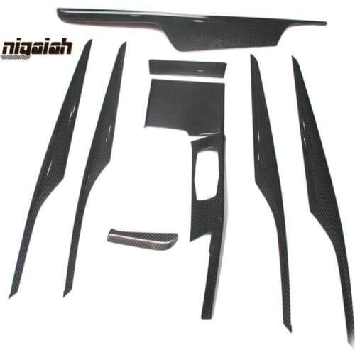 9pcs Carbon Fiber Cover Panel Air Vent Gear Shift Knob Trim For BMW 5 Series G30 2016+ Car Styling Interior Parts LHD