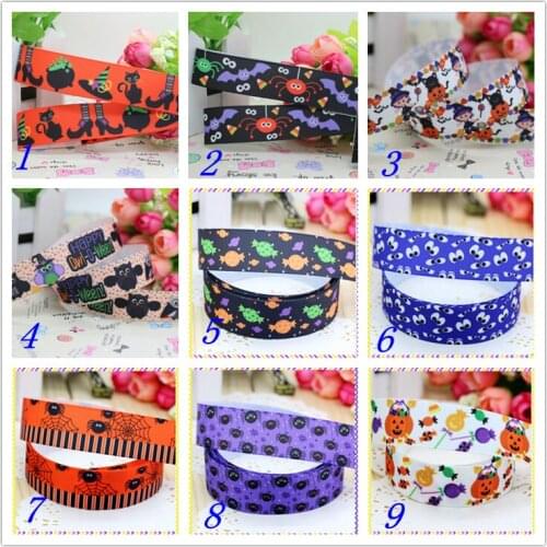 7/8'' Free shipping halloween owl printed grosgrain ribbon hairbow headwear party decoration diy wholesale OEM 22mm S275