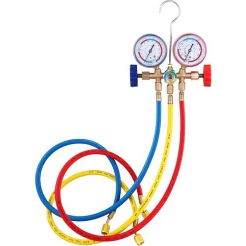 Refrigerant Manifold Gauge Set Air Conditioning Tools with Hose and Hook for R12 R22 R404A R134A Air Condition Refrigeration