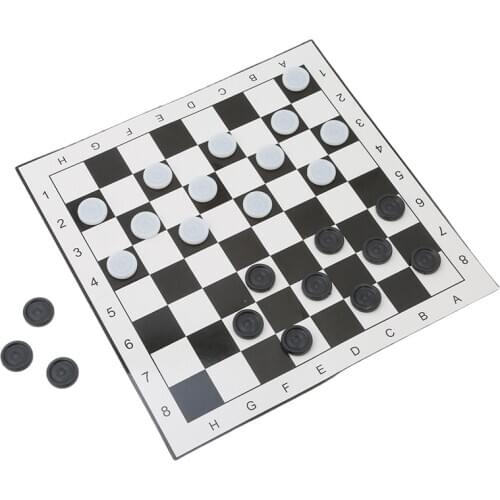International Checkers Portable Folding Plastic Chess Game Board Size 33*33cm + 24pcs Chess
