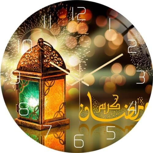 Muslim silent wall clock Acrylic material Islamic Middle East living room background wall decoration wall sticker round clock