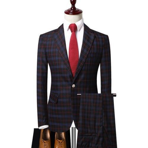 One Button Groomsmen Shawl Lapel Groom Tuxedos Men Dinner Suit Wedding Dress Best Man Wear Dinne Wear Two/Three Plaid Mans Suits