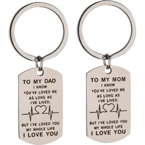 Oeinin Charms Key Chain Man TO MY MOM DAD Keychain Bag Lovers Letter Color Keyring Stainless Steel Pendant Arrtracive Llaveros