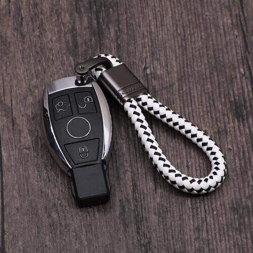 PU Leather Braided Woven Rope Rings Fit DIY Circle Pendant Key Chains Holder Car Keyrings Men Women Keychains for Mercedes Benz