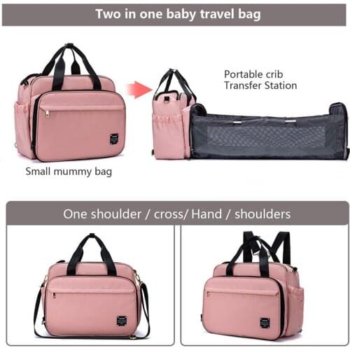 Portable Folding Crib Multifunction Baby Diaper Bag Large Capacity Maternity Diaper Backpack Mummy Travel Handbag Baby Nappy Bag