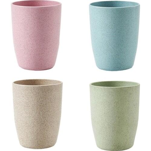 4PCS Portable Wheat Straw Cups Set Bathroom Water Cup Creative Toothbrush Wash Cup Drinking Cup Reusable Travel Household 2021