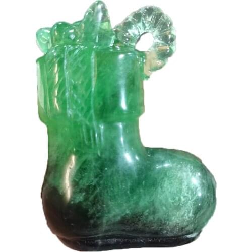 Natural Fluorite Carved Boots Healing Reiki Gem Home Decoration Stone Crystal Crafts (Random delivery