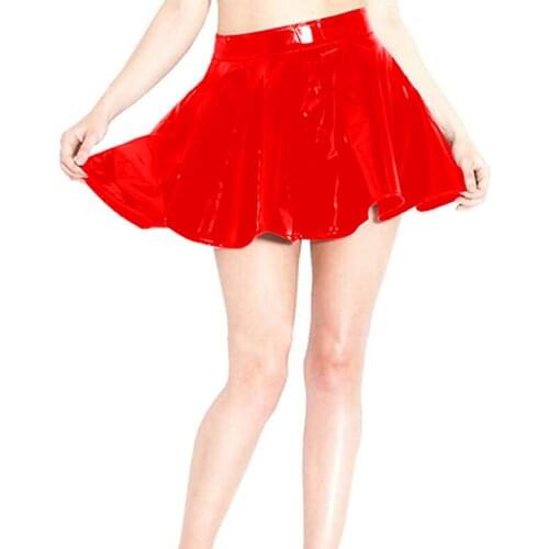 PVC Pleated Mini Skirt Gothic Plus Size Pole Dancing Club Wear Ladies Trendy Empire Umbrella Short Skirts summer female skirt