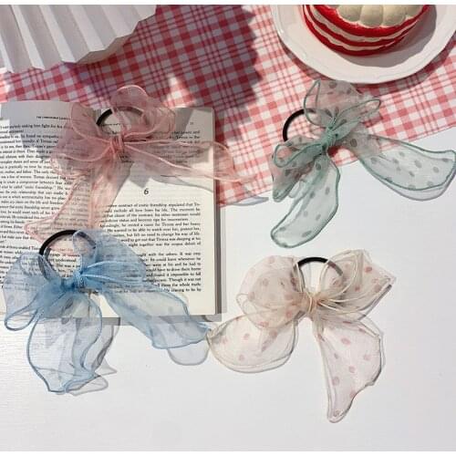 Sweet Kids Tiara Satin Ribbon Hair Bow Ties Elastic Hair Band Rope Scrunchies Ponytail Holder Gum for Girls Hair Accessories