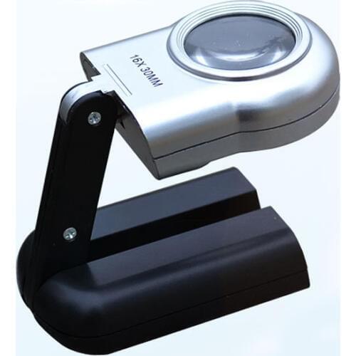 16X 30mm Hand-held Magnifiers with 2 LED Foldable Jewelry Loupe Reading Magnifying Glass Lens Illuminated Pocket Magnifier