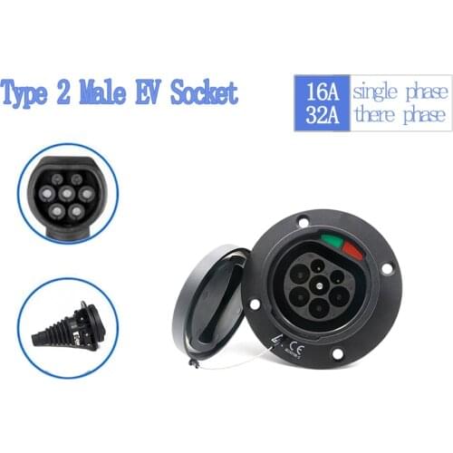 Type 2 Male EV Socket Inlet IEC 62196-2 AC 16Amp/32Amp Electric Vehicle Car EV Charging Socket