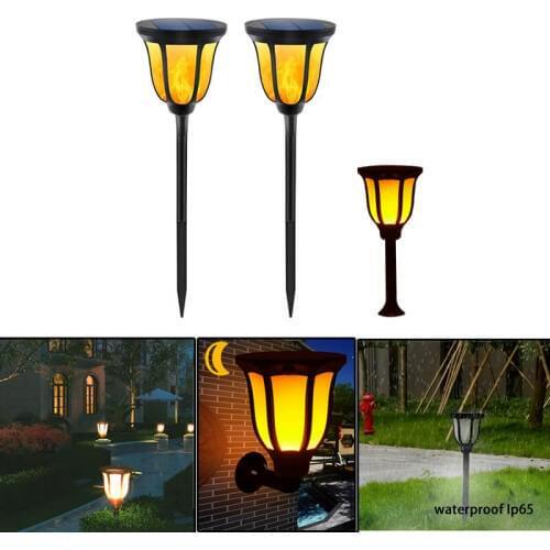 Retro solar Outdoor Waterproof LED Tiki Torch Lights Flickering Flames Torch Lights Landscape Lights Yard Patio Garden Path Lamp