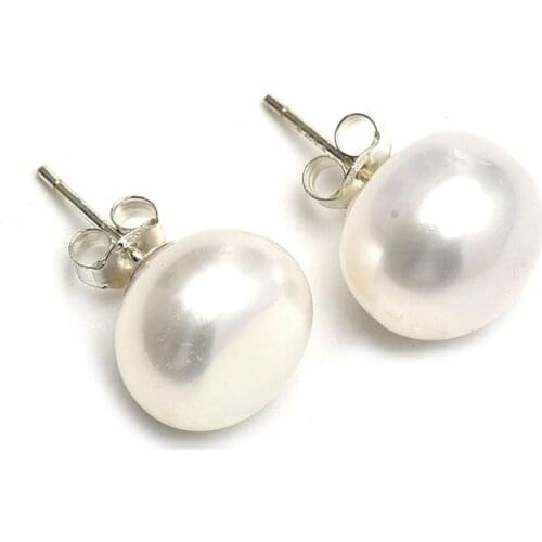 High Luster White Purple Pink 6-11mm 100% Cultured Freshwater Pearl Stud Earrings for Women,Sterling 925 Silver Women Earrings