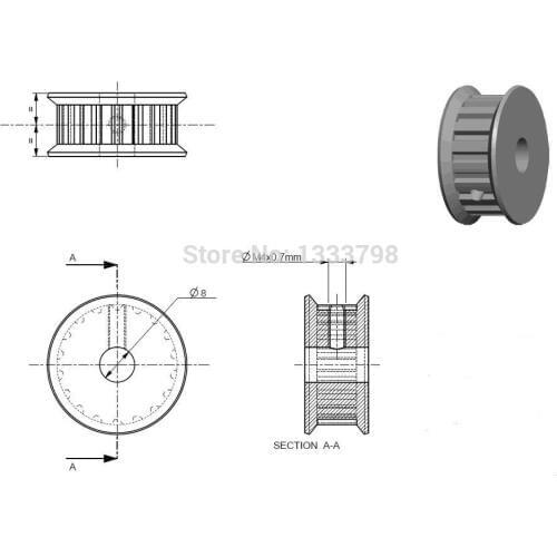 High quality T5 customized design alloy flat belt pulley with drawing