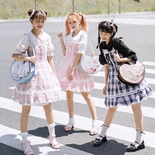 Lolita Girl Funny Cute Bag Heart Shaped Sleeping Cat Single Shoulder Bag