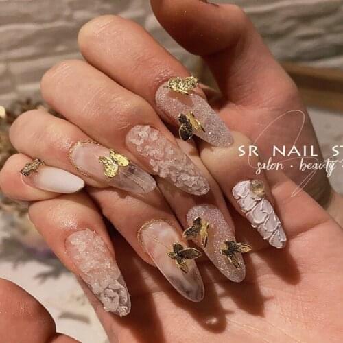 1 pack of 100 Net Red Nail Butterfly Jewelry Three-dimensional Gold Silver Nail Decoration Diamond 2021 New Hot Sale Nail