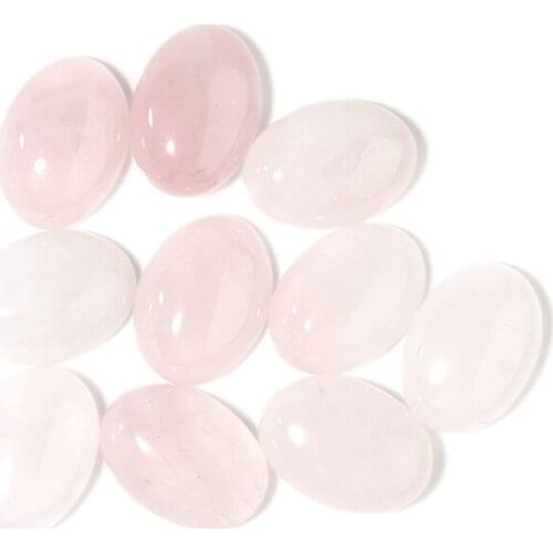 10pcs/Lot Natural Stone Cabochon Pink Crystalline Plane Oval Demo 10x14 13x18 18x25mm Loose Beads For DIY Jewelry Making