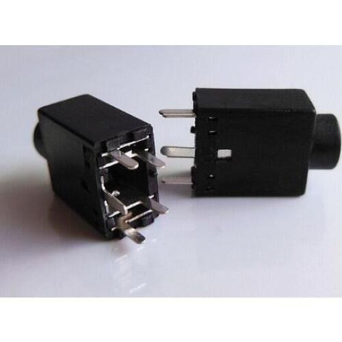 10PCS 3.5mm Female Audio Connector 5 Pin DIP Headphone Jack Socket PJ-358 Black