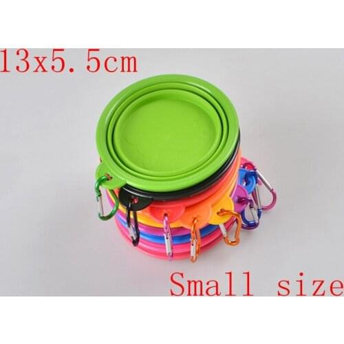 100pcs/lot Pure color Pet Cat dog Bowl folding collapsible silicone puppy doggy feeder water food container 13x5.5cm