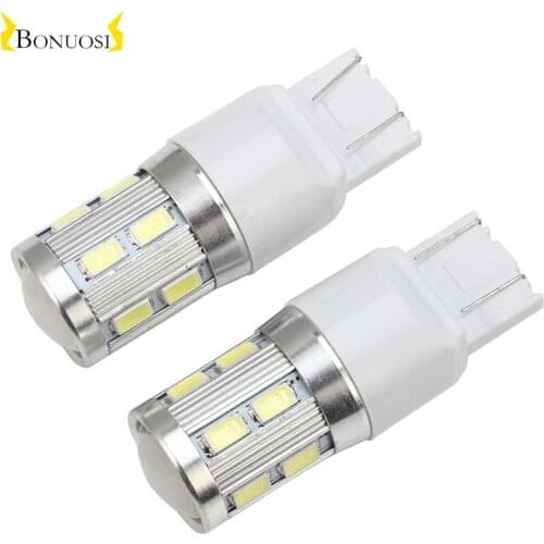 10pcs7440 7443 LED 1cree Lens High bright car T20 Signal Brake light tail flash bulb white red AC12V for Car StylingSignal Lamp