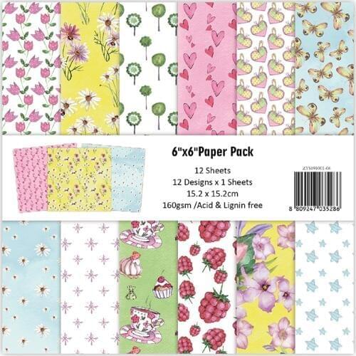 12pc Fleurs patterned paper Scrapbooking paper pack handmade craft paper craft Background pad