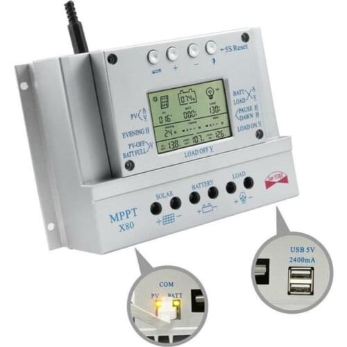 2 IN 1 LCD 80A 60A 12V / 24V MPPT Solar Controller Battery Charge Controller X Series MPPT Solar Controller