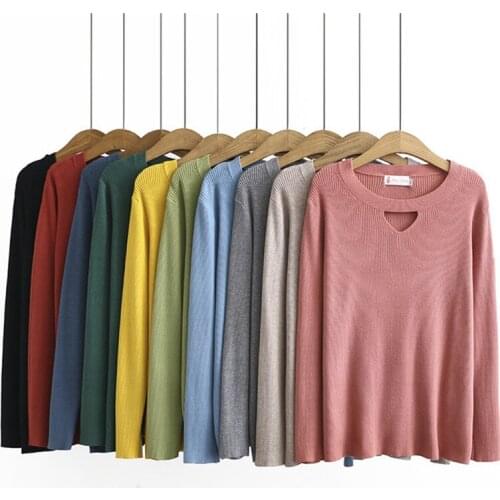 2020 Oversize High Stretch Knit Sweater Women Autumn Winter Solid Color O-Collar Pullover Bottoming Sweaters Plus Size 4XL KW470