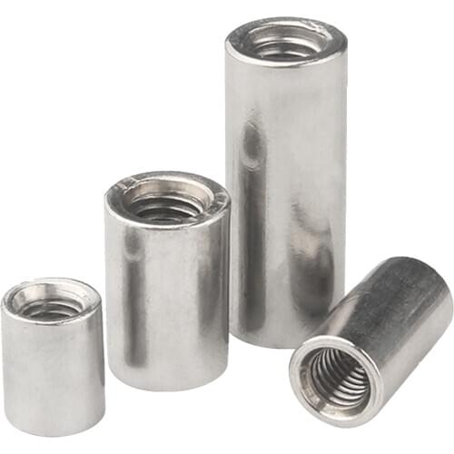 5pcs M5 stainless steel cylindrical screws column through hole nuts connection nut hand screw stud 8mm outer DIA 10mm-25mm long