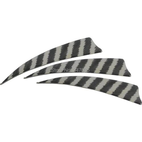 50 pcs 4" Black&White Stripe Turkey Feather Shield Shape Left Wings for DIY Arrow Fletching Archery Hunting - Free Shipping