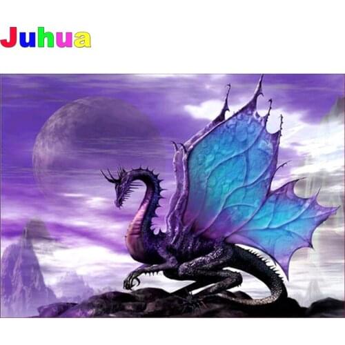 5D Diy Diamond Embroidery Fantasy blue Dragon Diamond Embroidery cartoon Full drill animal tale Diamond Mosaic Home Decor