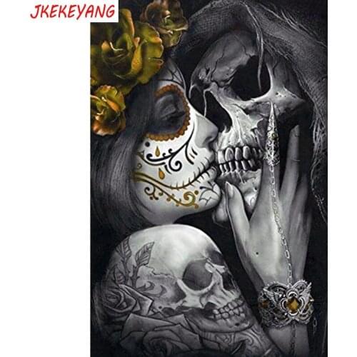 5D DIY square/round Diamond painting Skull beauty and flowers Cross Stitch Diamond Embroidery Pattern Rhinestone J3026
