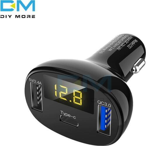 DC 12V QC3.0 QC Type C Dual USB Digital Display PD USB Type Multi Volt Voltage Meter Charger Monitor For Car Fast Chargring
