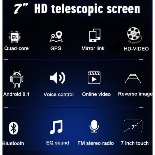 Car Radio MP5 Android Rear View Camera Folded GPS ISO Telescopic Screen AUX 7” FM HD USB 1din BT Bluetooth