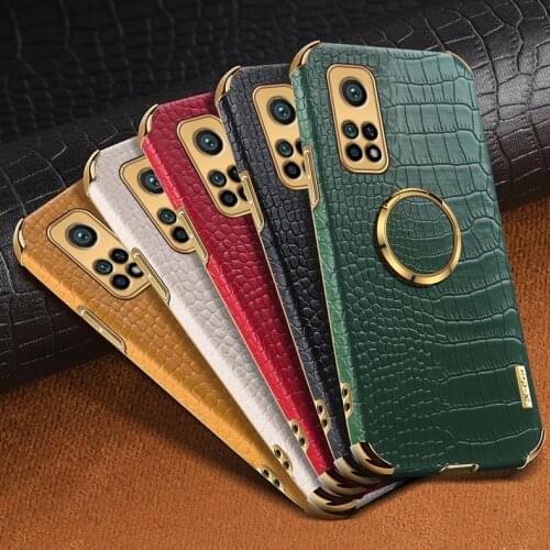 For Xiaomi Mi 10T Pro Case Luxury Soft Crocodile pattern leather With Ring Protective Back Cover Case For Xiaomi Mi 10T Lite