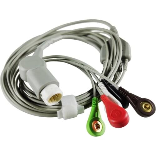 ECG Cable One Piece 5 Lead Wires 12 Pin Snap 4.0 End AHA Standard for Philips Patient Monitor