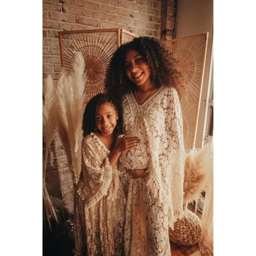 Embroidery Flower Boho Cotton Photo Shoot Pregnant Robe Maternity Dress Evening Party Costume for Women Photography Accessories