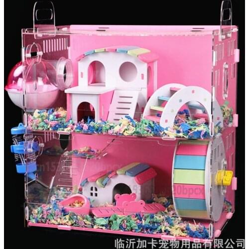 Hamster Cage Acrylic Guinea Pig Cage Double-layer Oversized Villa Hamster Observation Nest Toy Pet Supplies