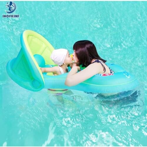 Parent-Offspring Swimming Ring for Mom and Baby Parasol Inflatable Pool Floats Swim Buoy Circle Bathing Accessories dropshipping