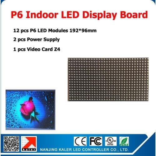 DIY Kit Indoor Video LED sign 12pcs P6 SMD 3in1 Module+1 Async Control Card+2 Power Supply+Cable ,Indoor Led Display Screen Kits
