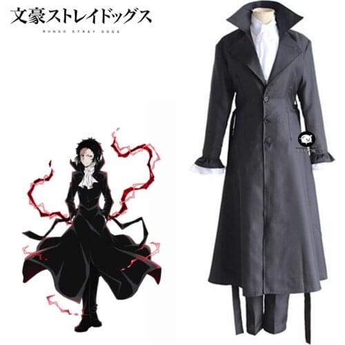 Anime Bungo Stray Dogs Akutagawa Ryunosuke Trench Full Set Cosplay Costume Halloween Christmas Party Suits Unisex