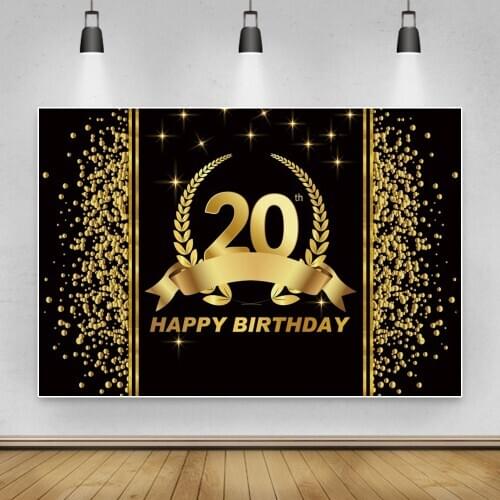 Laeacco Golden Glitter Ribbon 20 30 40 50 Birthday Party Backgrounds Photographic Backdrop For Photo Studio Photophone Photocall