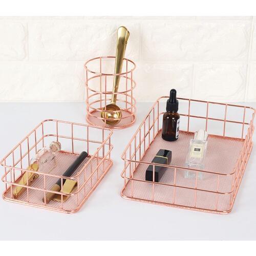 Nordic Metal Cosmetic Organizer Box Rose Gold Pen Holder 2018 New Fruit Basket Kitchen Organizers Home Storage & Organization
