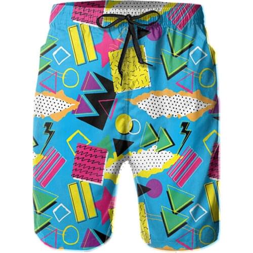 Mens Boys 80s 90s Swim Trunks Quick Dry Swim Suits Summer Boardshorts with Mesh Lining and Pockets