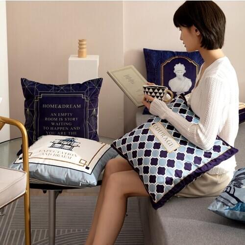 Luxury Nordic Fashion Velvet Geometric Cushion Cover Pillow Cover British Retro Pillowcase Home Decorative Sofa Throw Pillows