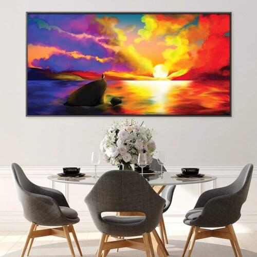 Landscape Pictures New Beginning Sunrise Canvas Art Abstract Oil Paintings Poster and Prints Wall Art Picture For Home Decor