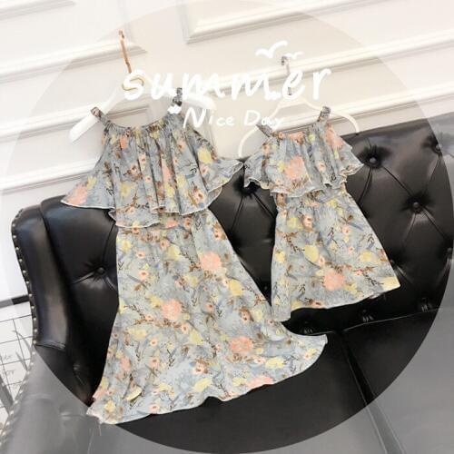 Mother Daughter Dresses Elegant 2017 Matching Tutu Dress Family Look Chiffon Baby Mommy and Me Clothes Baby Matching Outfits